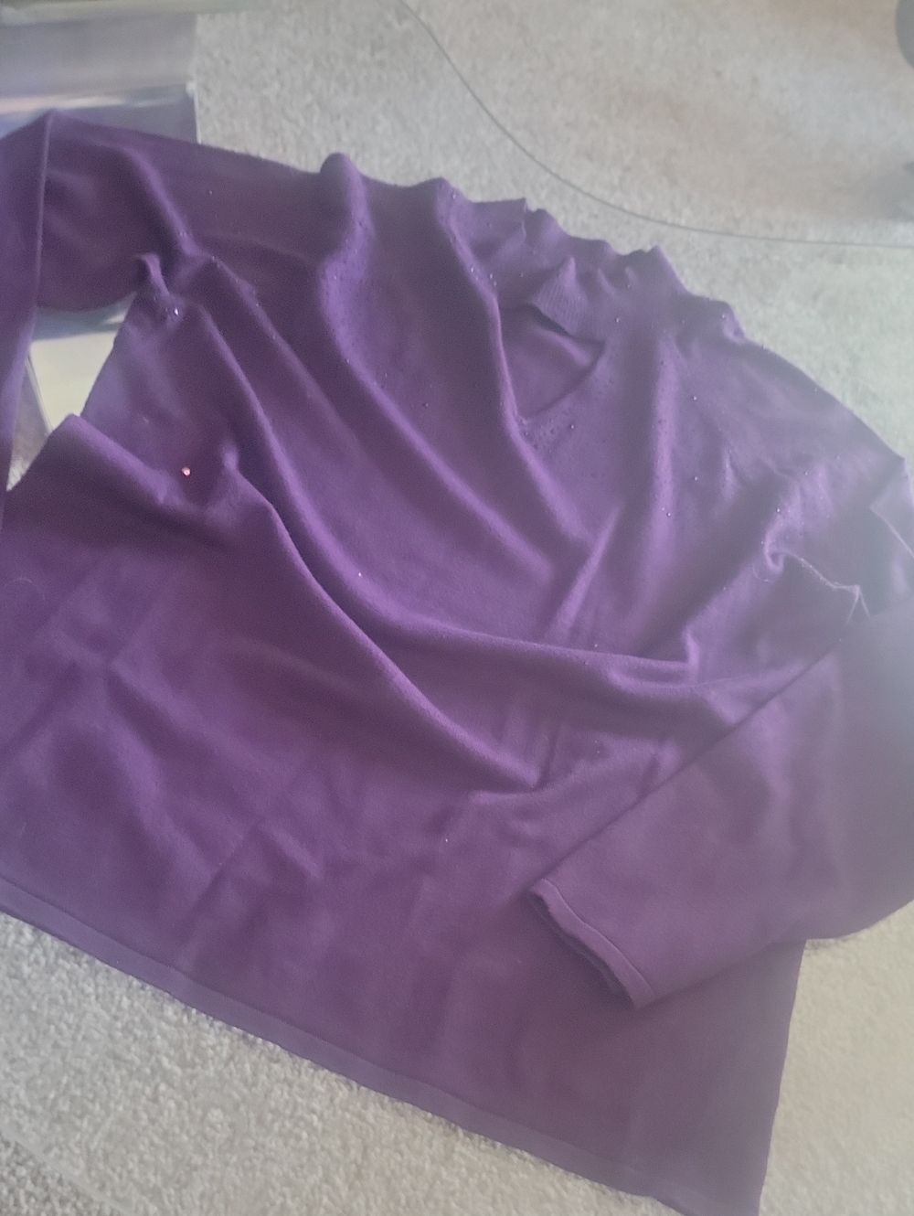Cable & Gauge Purple Mock Turtleneck Cut-out Sweater L
